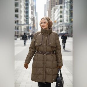 Cole Haan Puffer Jacket 🤎 Steve Madden Ear Muffs with matching gloves Set